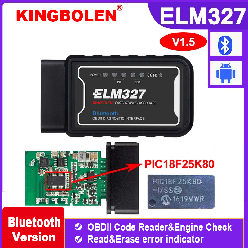 ELM327 Bluetooth V1.5 OBD2 OBDII Car Diagnostic Tool Code Reader For Android
