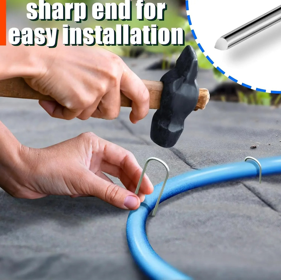 30pcs 4x15cm U-Shaped Garden Staples Heavy Duty Galvanized Landscape Ground Pins