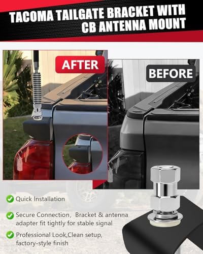 Tacoma Tailgate Antenna Mount with SO-239 CB Antenna Stud Driver Side + Antenna