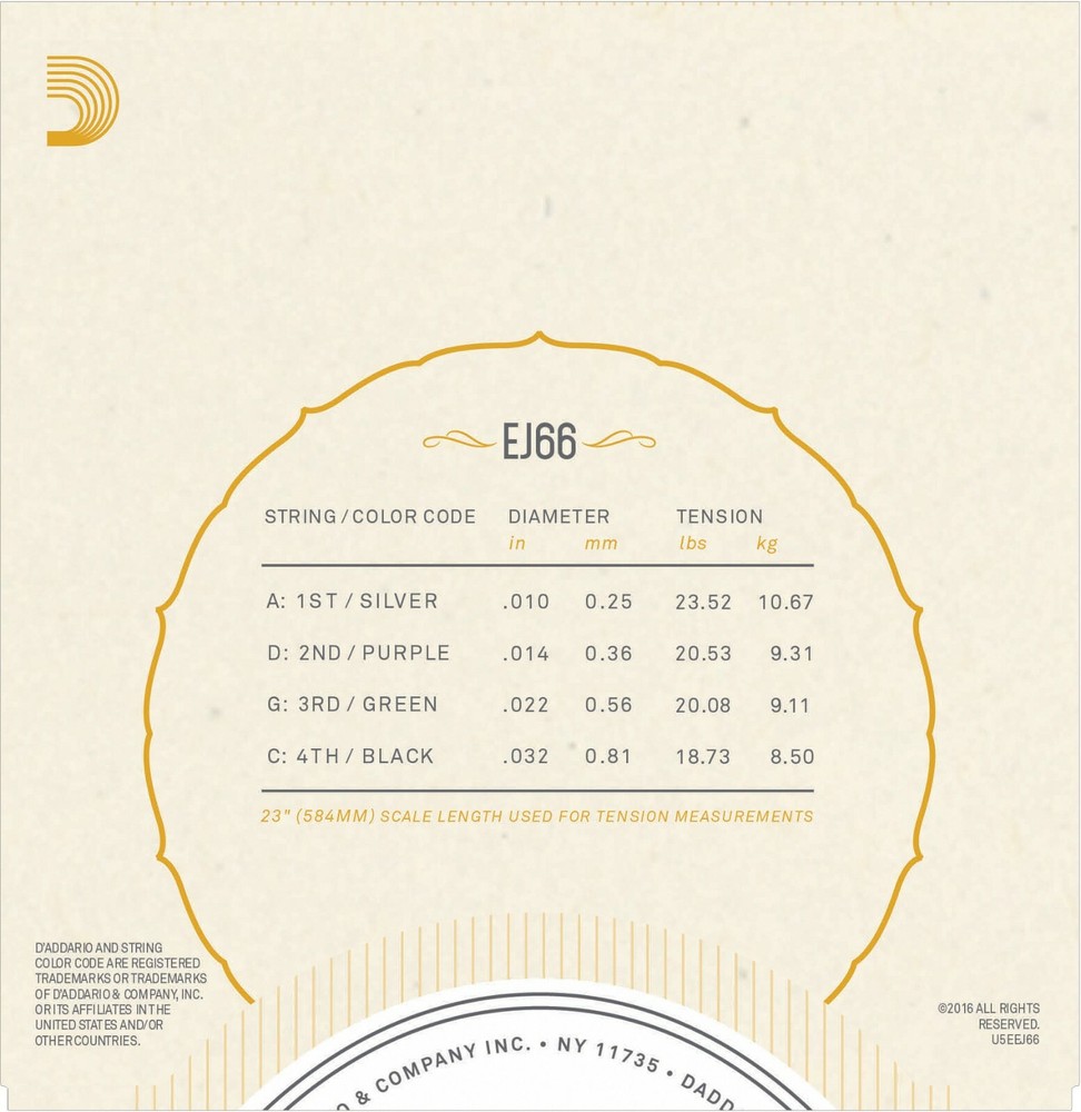 D'Addario EJ66 Tenor Guitar Strings 10-32