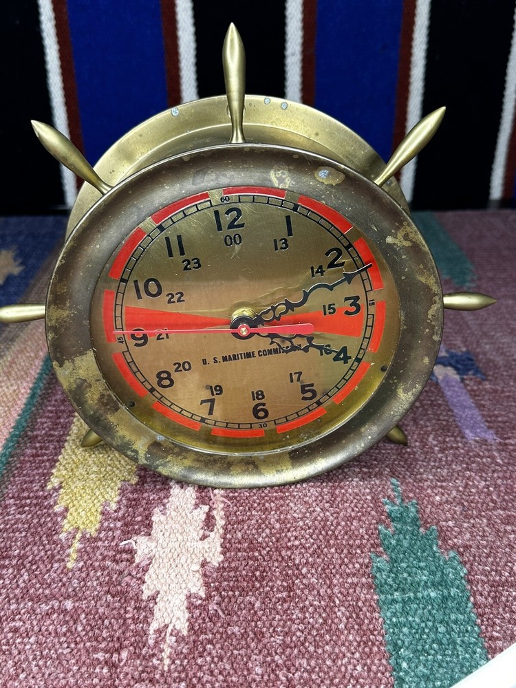 vintage us maritime brass clock