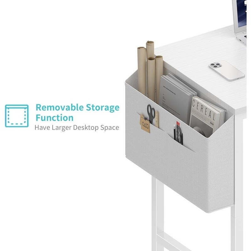 Compact Multifunctional Computer Desk Small Writing Desk W/ Storage Bag Hooks US
