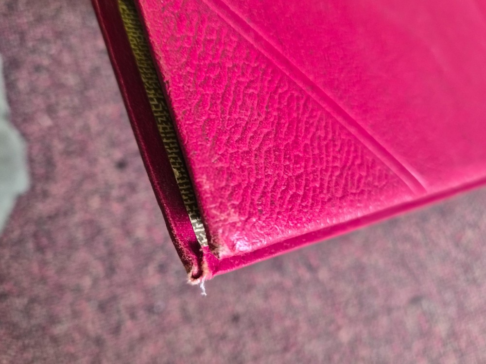 Vintage 1960's Red spring back Stamp Album with black leaves with interleaving