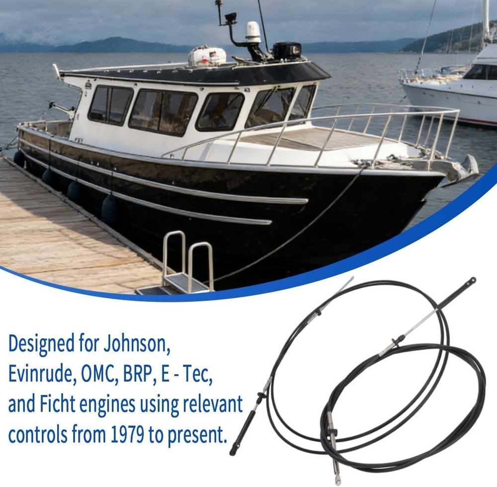 12ft Throttle Shift Remote Control Cables for Johnson Evinrude OMC from 1979