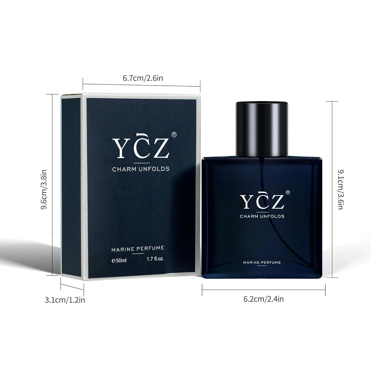 Ycz Charm Unfolds Marine Perfume for Men Long Lasting Fragrance 1.7oz(50ml)