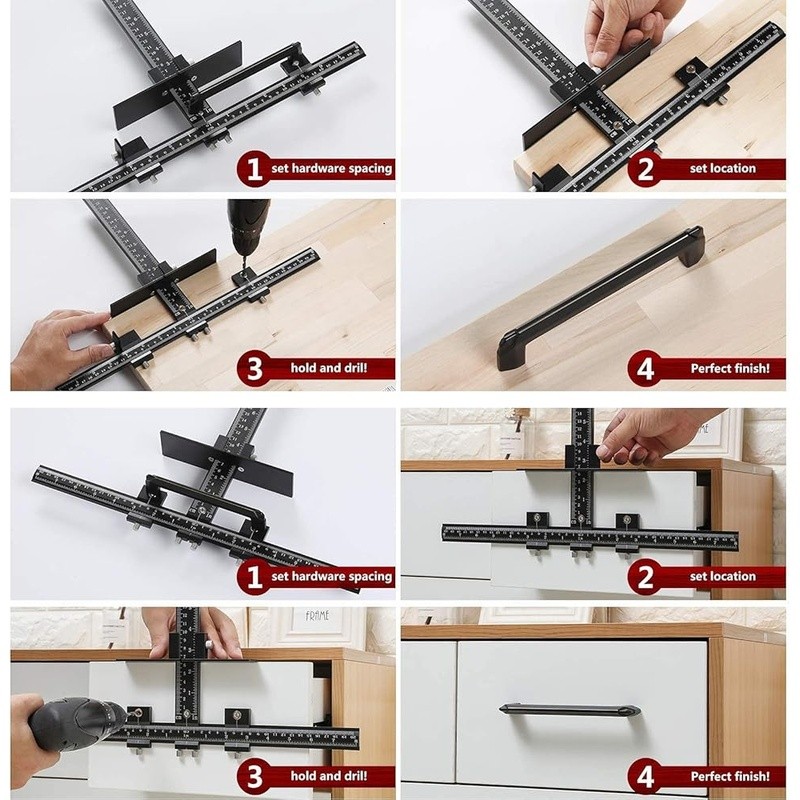 Aluminum Cabinet Hardware Jig Drill Guide Template Tool Knobs Handles Pulls New