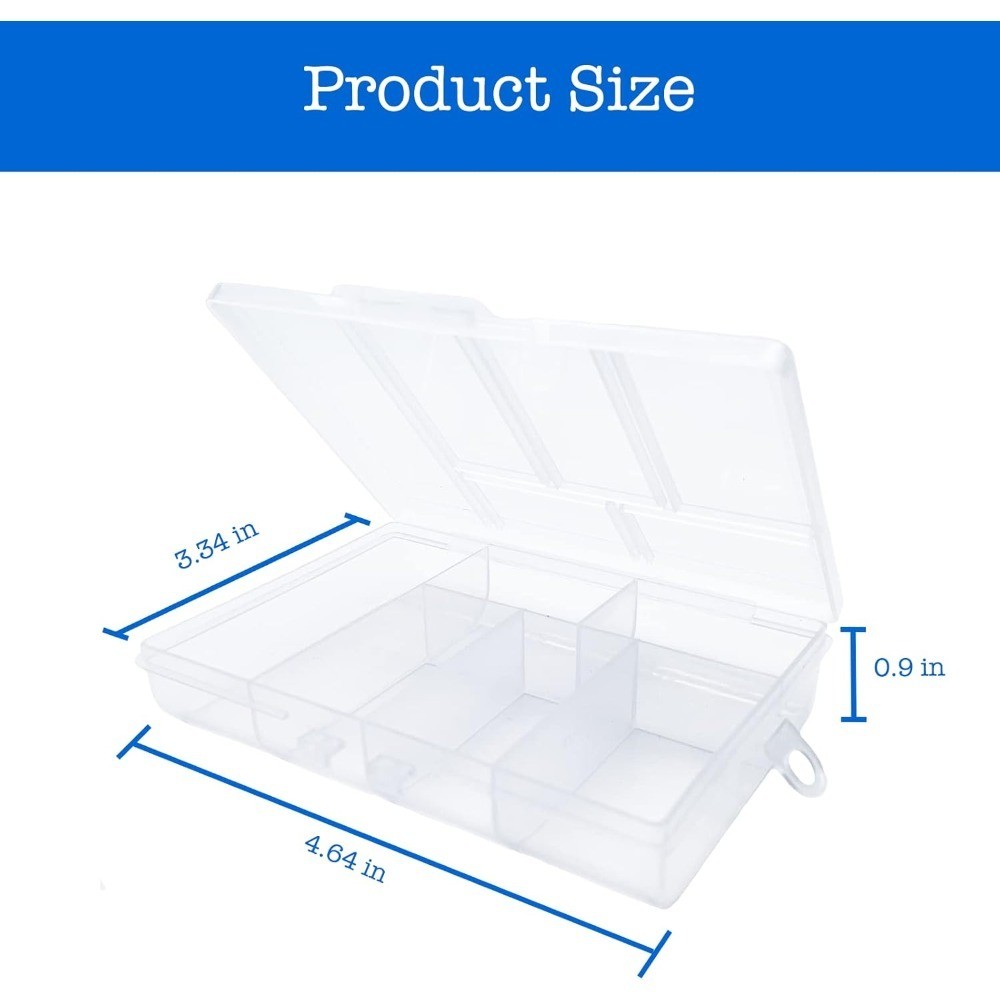 Small Plastic Organizer Box with Dividers 2 Pack Multi Compartment Storage