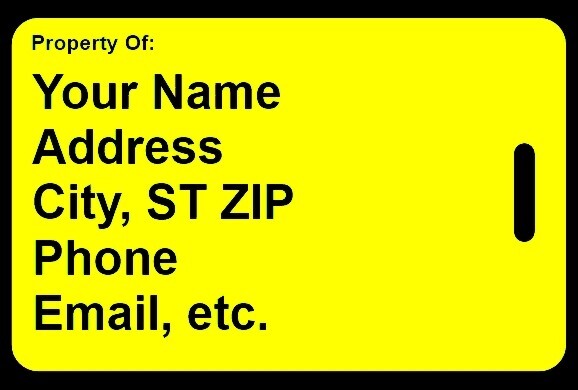 Safety Yellow - RED - Remember Everyone Deployed - Bag Tag - Personalized