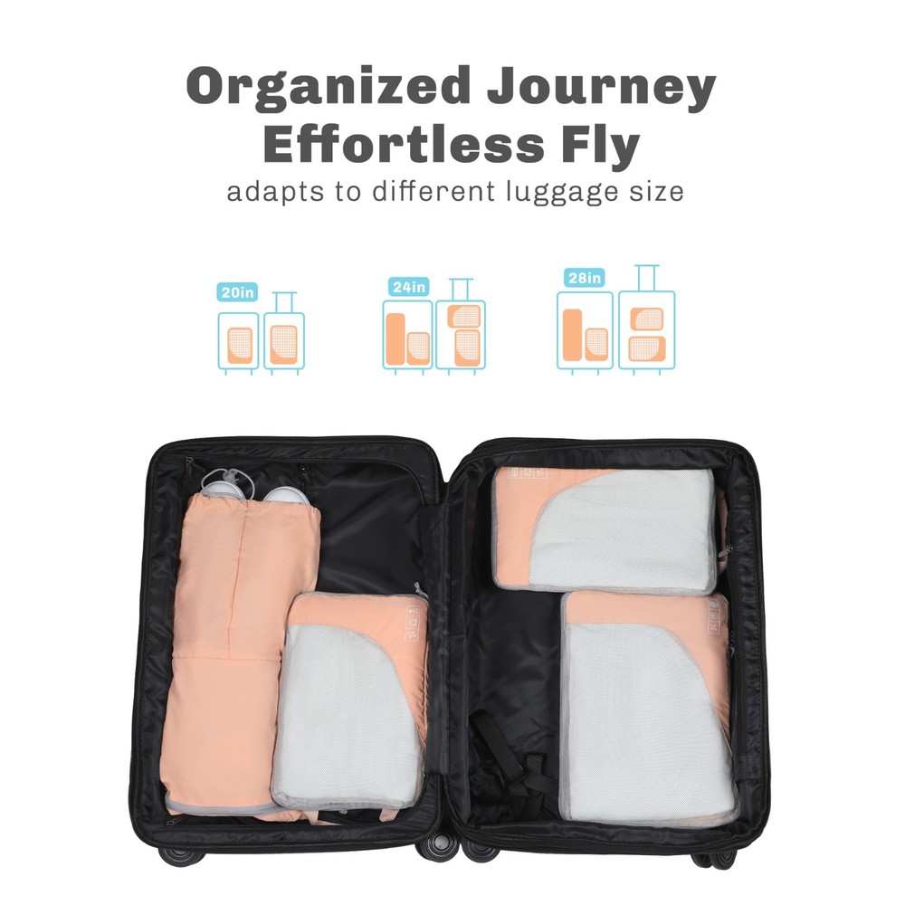 Hynes Eagle 4 Set Packing Cubes Travel Essentials Compression Organizer Bag
