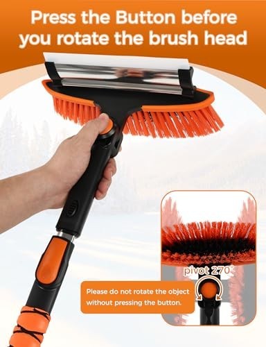 41" Extendable Ice Scraper & Snow Brush - 2-in-1 Car Windshield Tool, Ergonomic