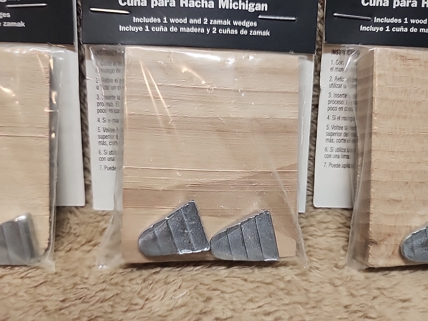 Lot of 4: TRUPER Michigan Axe Handle Wedges, 1 Wood and 2 Zamak Wedges #607335