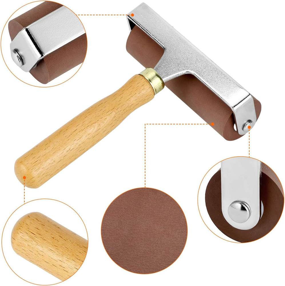 Soft Rubber Roller Brayer, 4-Inch Professional-Grade Tool for Printmaking, Inkin
