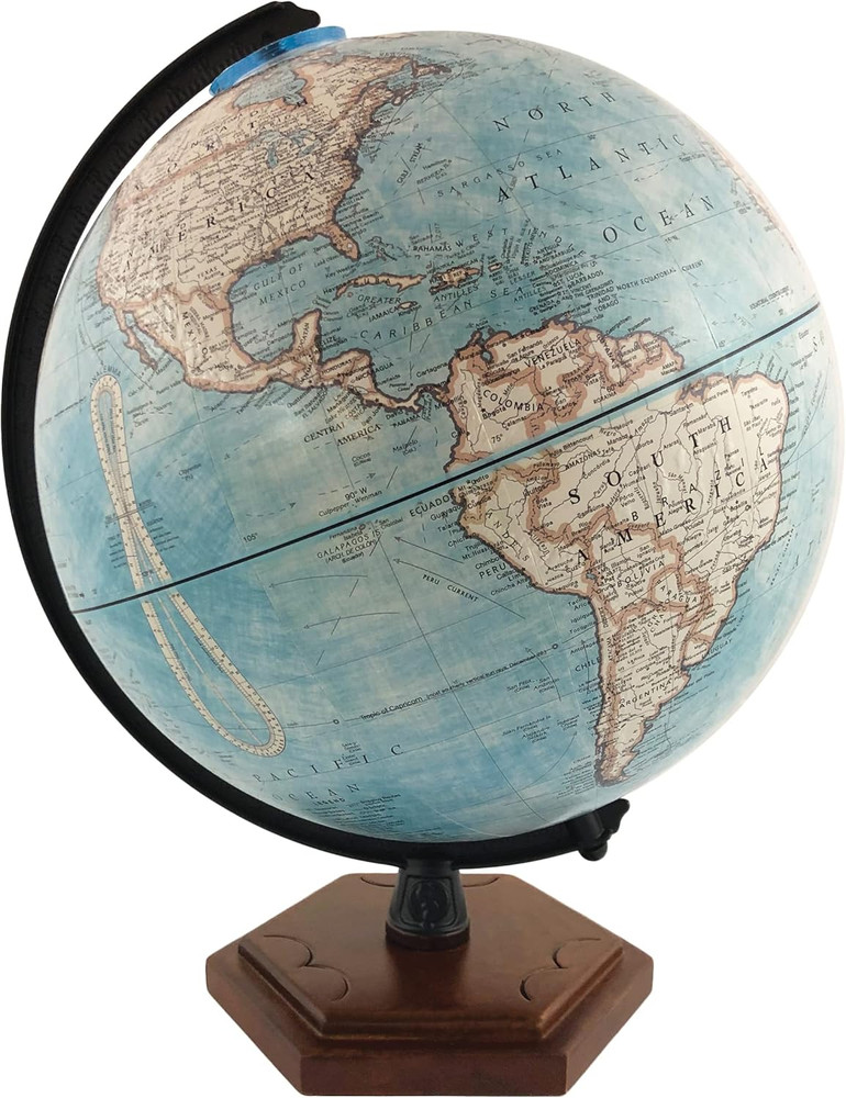 Palermo 9" Diameter Globe, USA Cartography with with Mountain Relief, Solid Hard