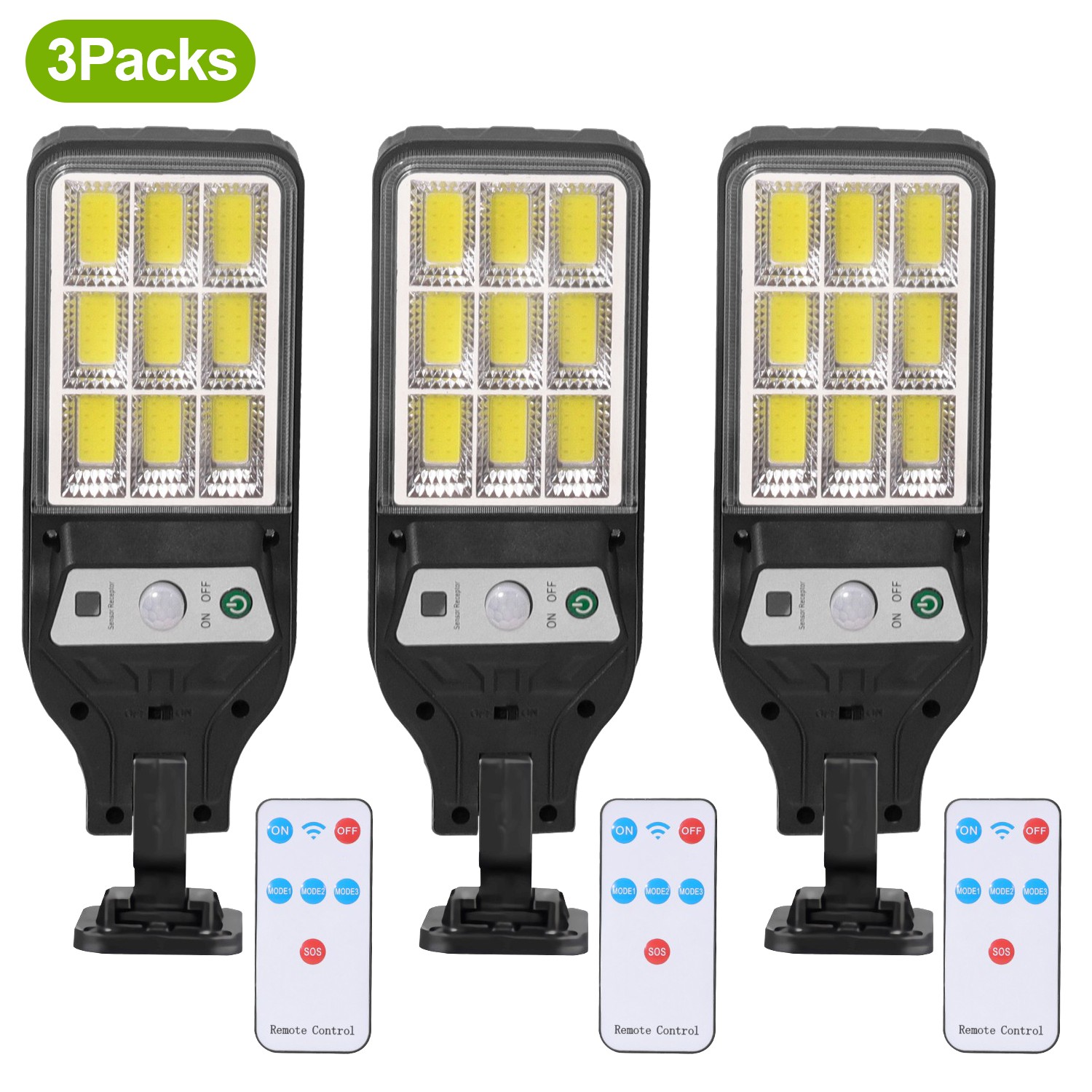 3PCS Outdoor Solar Wall Light LED Motion Sensor Bright Flood Street Lamp 3 Modes