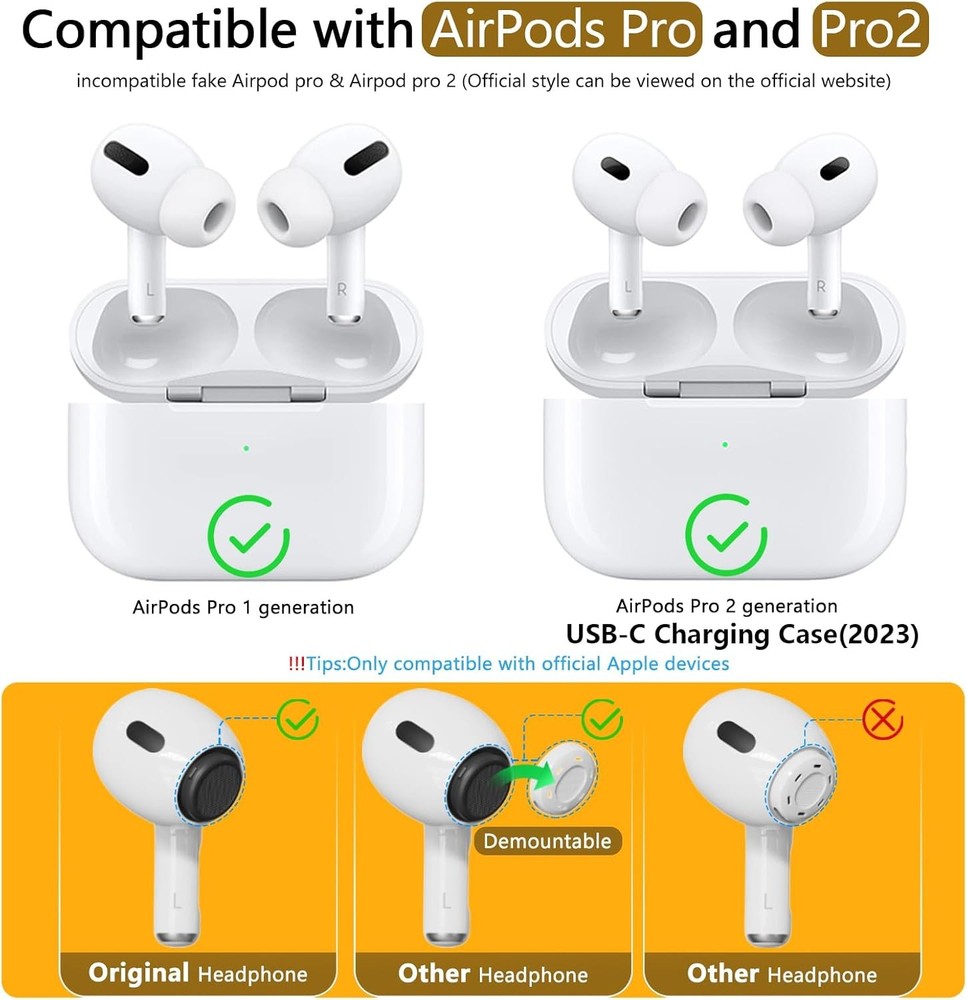 Memory Foam Replacement Ear Tips Compatible with AirPods Pro 3Pair Black