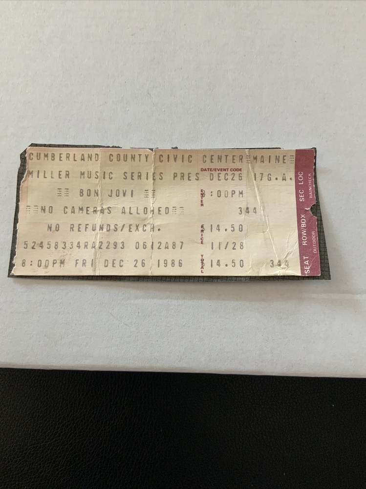1986 Bon Jovi Concert Ticket ROCK n ROLL
