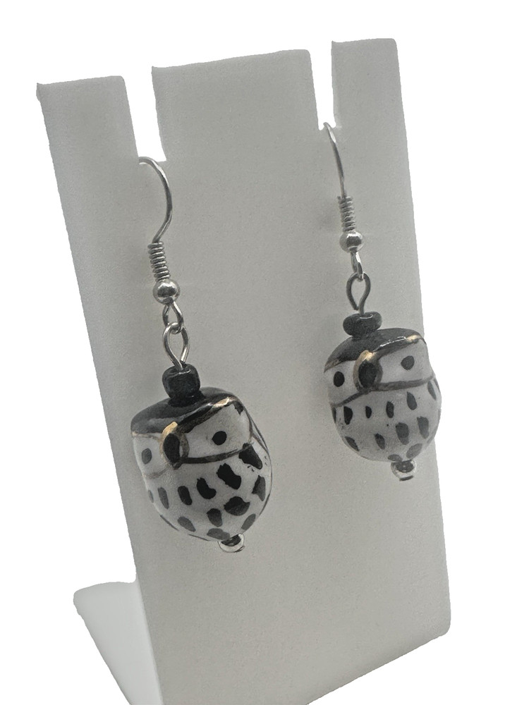 Porcelain Owl Earrings Pierced