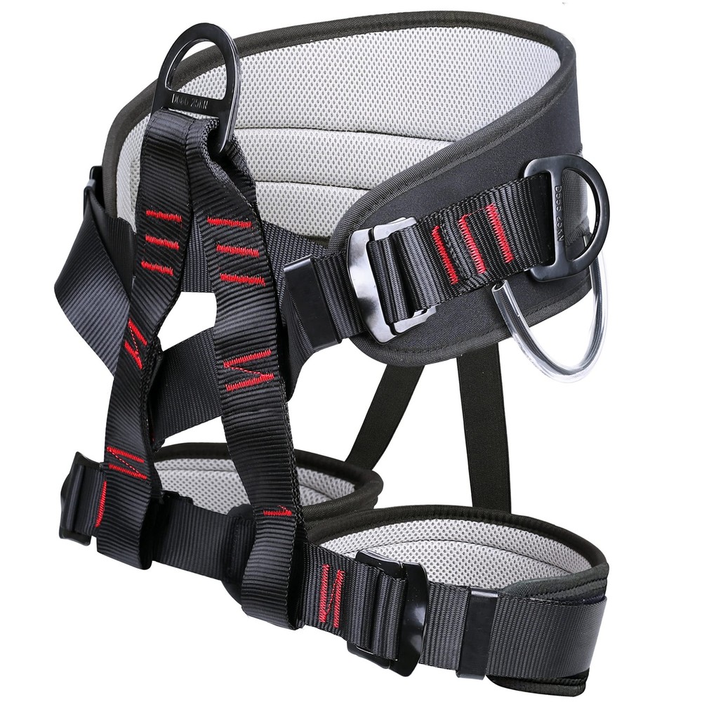Ttechouter Adjustable Thickness Climbing Harness Half Body One Size, black
