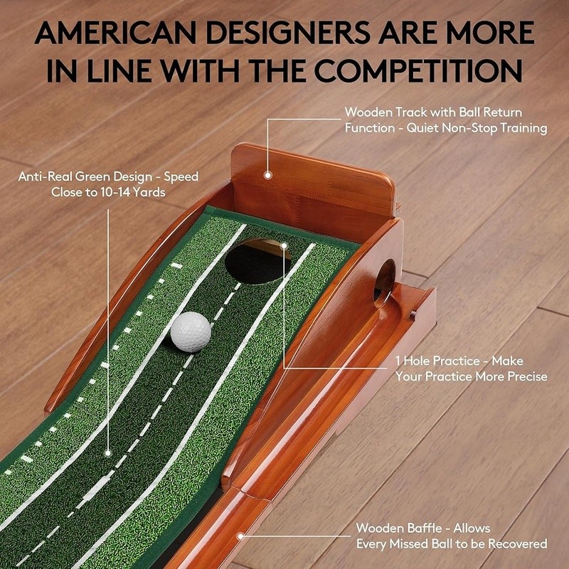 Indoor Golf Putting Green Mat W/ Automatic Ball Return System Practice Aid New