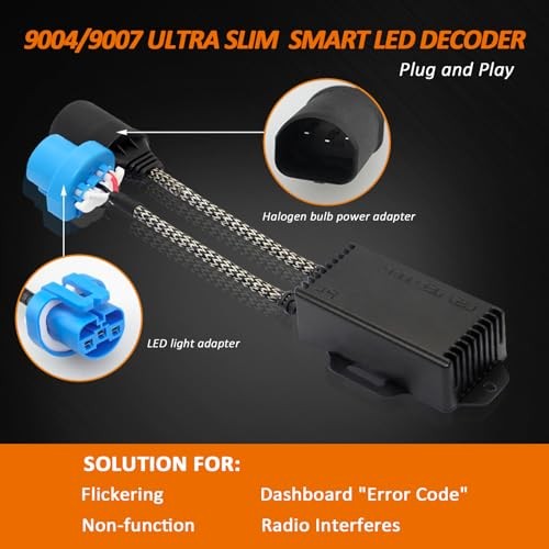 H13 9008 Canbus Decoder Kit for Anti-Flickering Headlight Compatibility