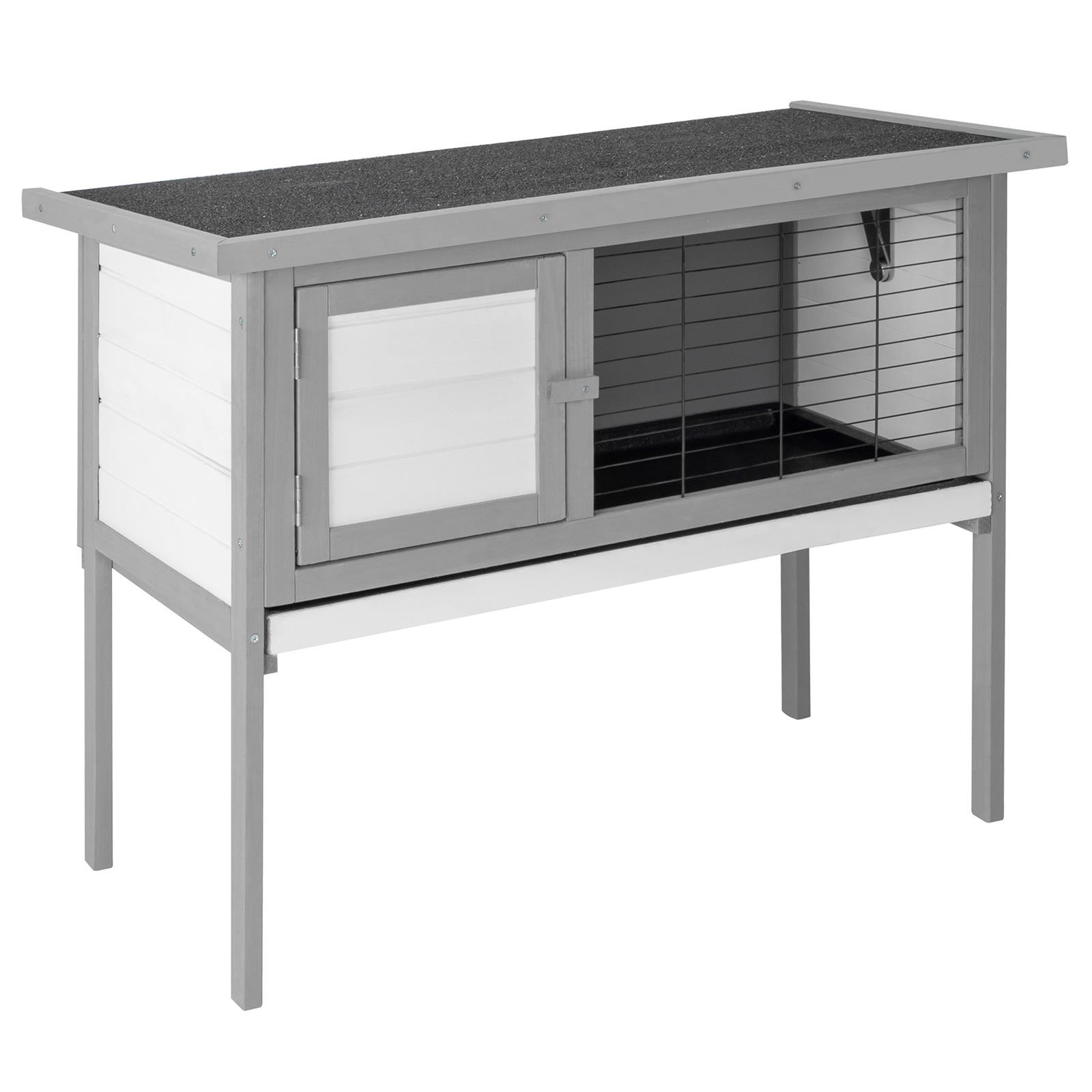 36" Elevated Indoor Outdoor Wooden Rabbit Hutch With Open Roof Small Pet House