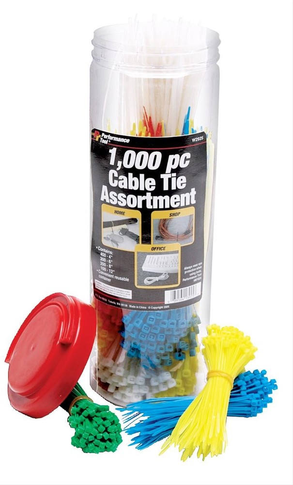Performance Tool 1000pc Cable Tie Assortment (W2925)