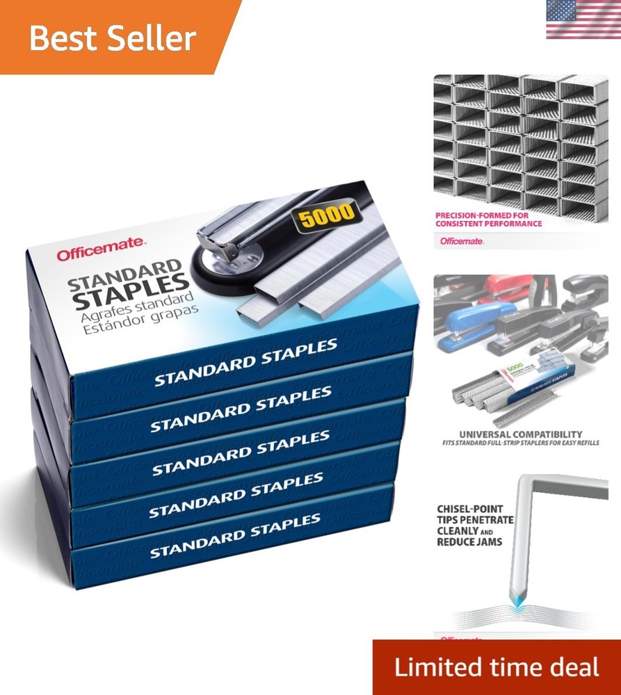 Silver Standard Staples, 25,000 Count, 5 Boxes for Office Essentials