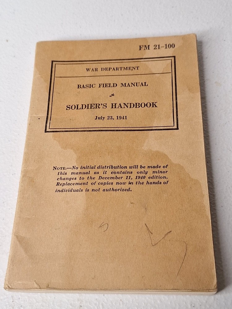 WW2 War Department Basic Field Manual Soldiers Handbook 1941 Original C