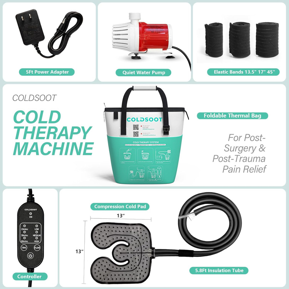 Cold Therapy Machine W/Timer, Compact and Portable Ice Machine for Knee after Su