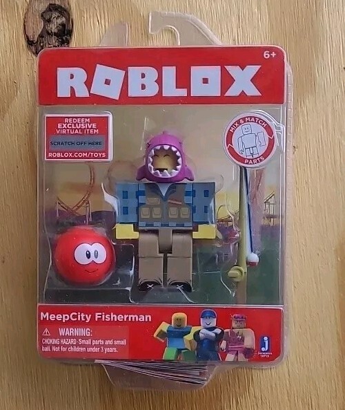 NEW ROBLOX MEEPCITY FISHERMAN ACTION FIGURE WITH VIRTUAL ITEM CODE