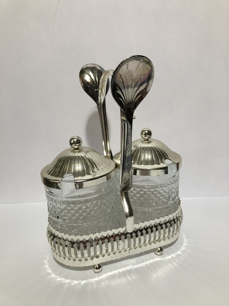Silver Plated Complete Condiment Server Set