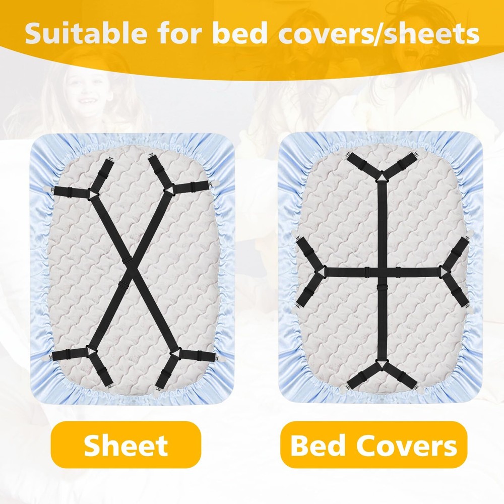 Bed Sheet Holder Straps Adjustable Sheet Stays Keepers With Elastic Bands