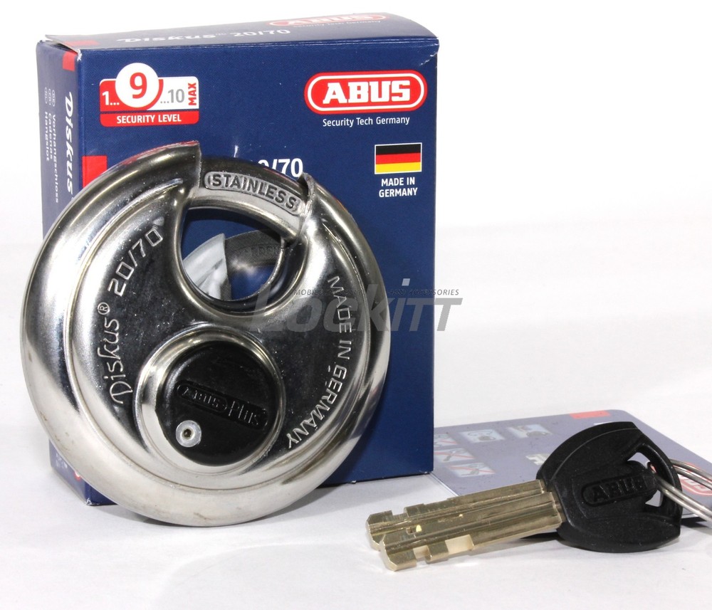 ABUS 20/70 Diskus Round padlock with Plus Cylinder - KEYED Different