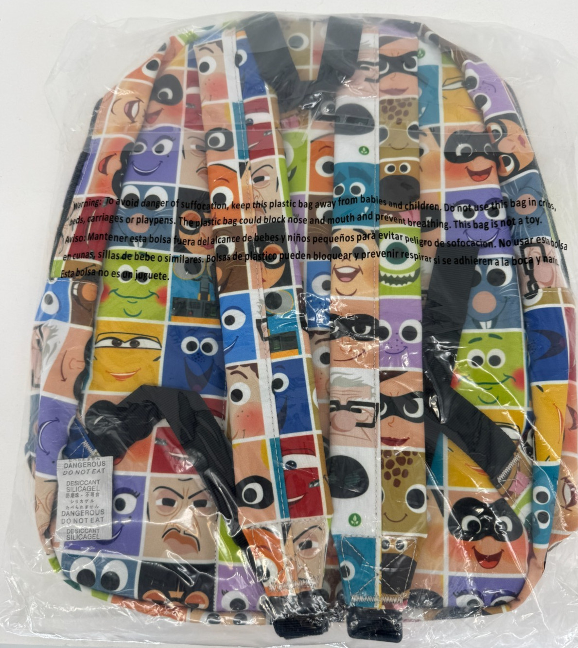 Disney Pixar Character Faces Backpack Boworld All-Over Print School Bag NEW