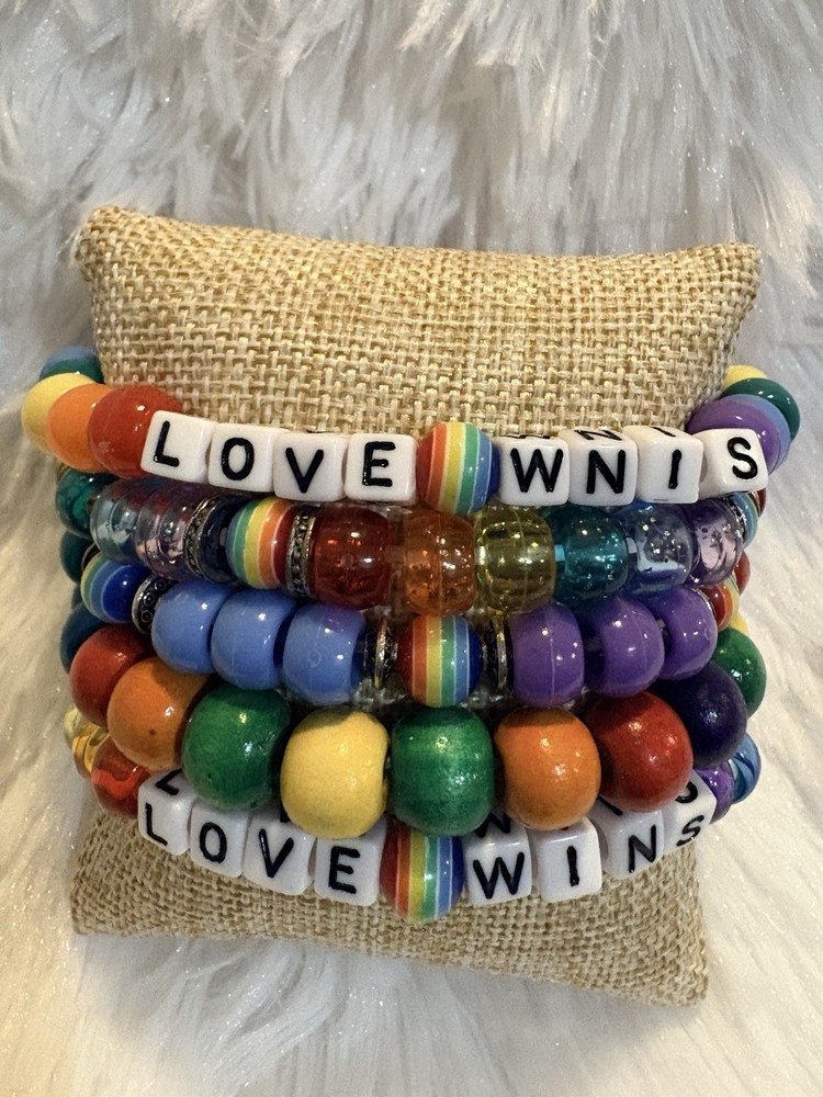 5 Handmade Rainbow Stretchy Bracelets