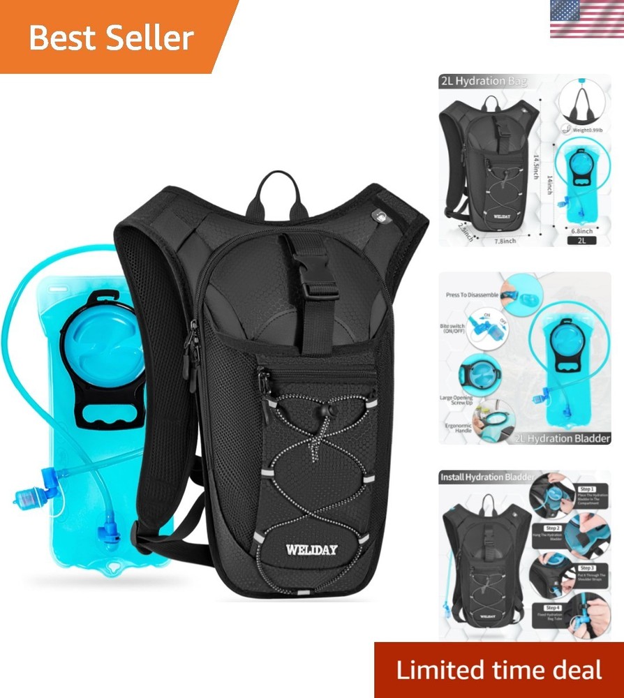 Hydration Backpack with Leak Proof Water Bladder, Lightweight Hydro Water Day...