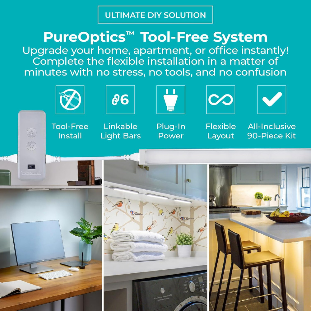 Works with Alexa Smart under Cabinet Lighting Kit, Adjustable Leds, (6) 9" Bars,
