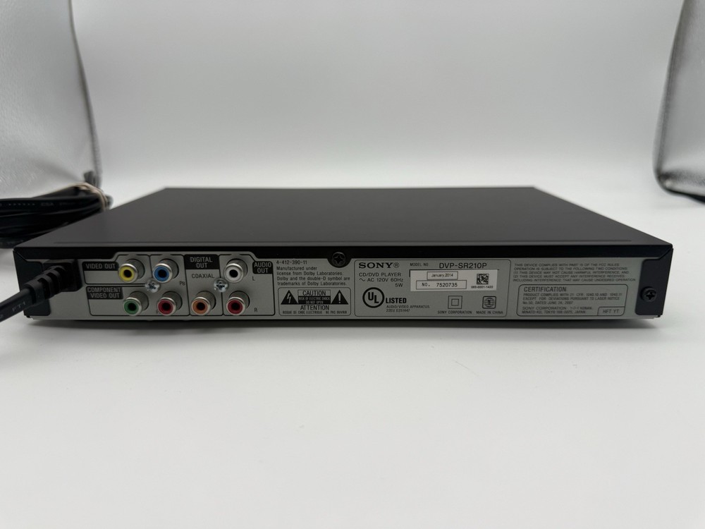 Sony DVP-SR210P DVD CD Player w/ Remote Tested Working