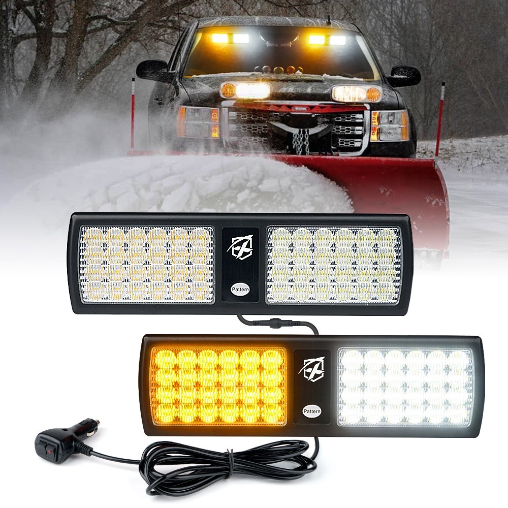 Hazard Warning LED Strobe Bundle Amber White Roof Magnet Windshield Visor Light