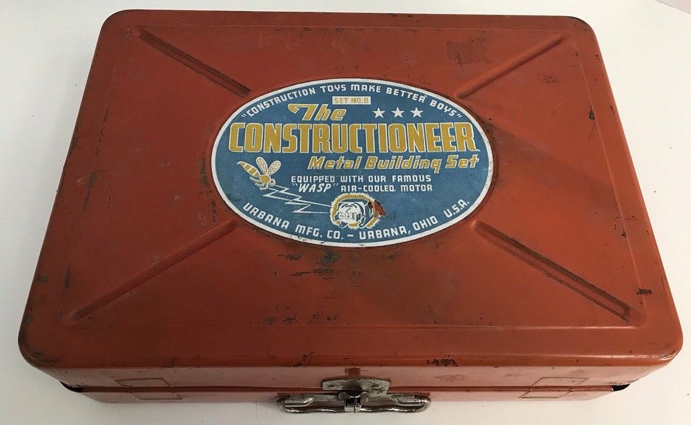 Constructioneer 1940's Erector Set No. 8 Urbana Wasp Motor *Read* E