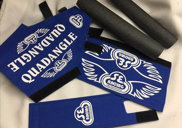 Quadangle Pad Set frame handlebars bar Stem bmx 20" Re Made Bllue white mx