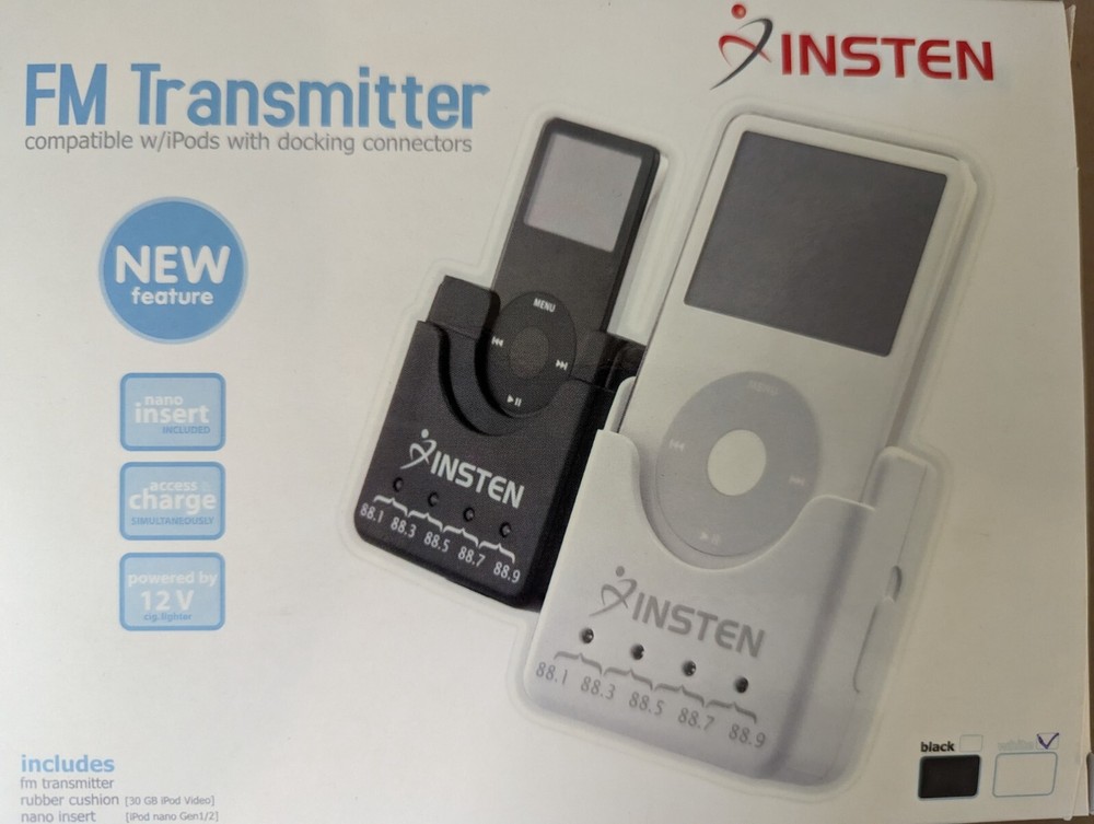 Insten FM TRansmitter for IPOD with Docking Connectors only - Black COLOR