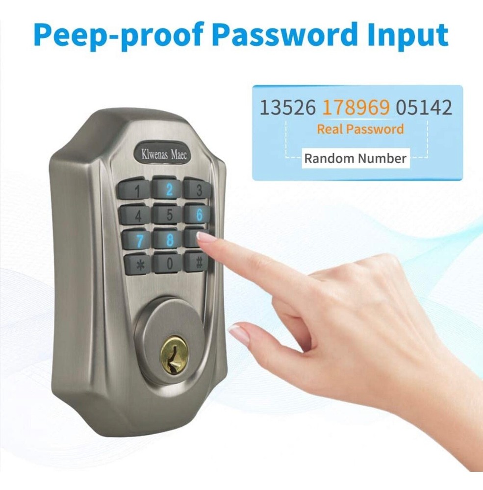 KlwenasMaec Smart Deadbolt Lock, Electronic Bluetooth Digital Keypad Lock