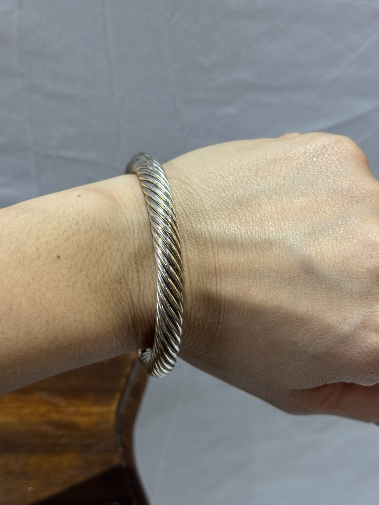 vintage silver tone twisted cable bangle
