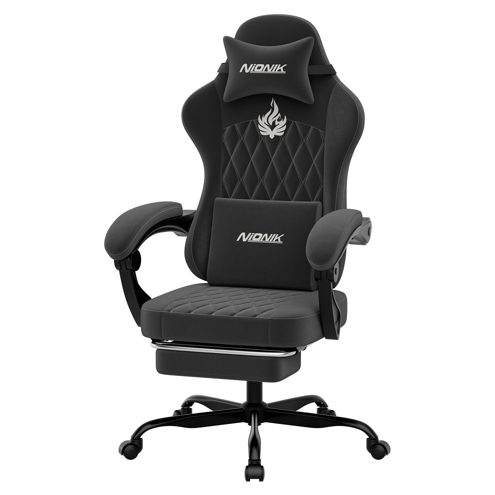 Gaming Chair with Footrest and Lumbar Support Height Adjustable Gaming Chair
