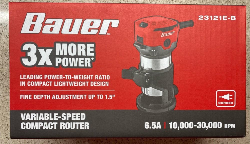 NEW BAUER VARIABLE SPEED ROUTER 6.5A 23121E- B  58253