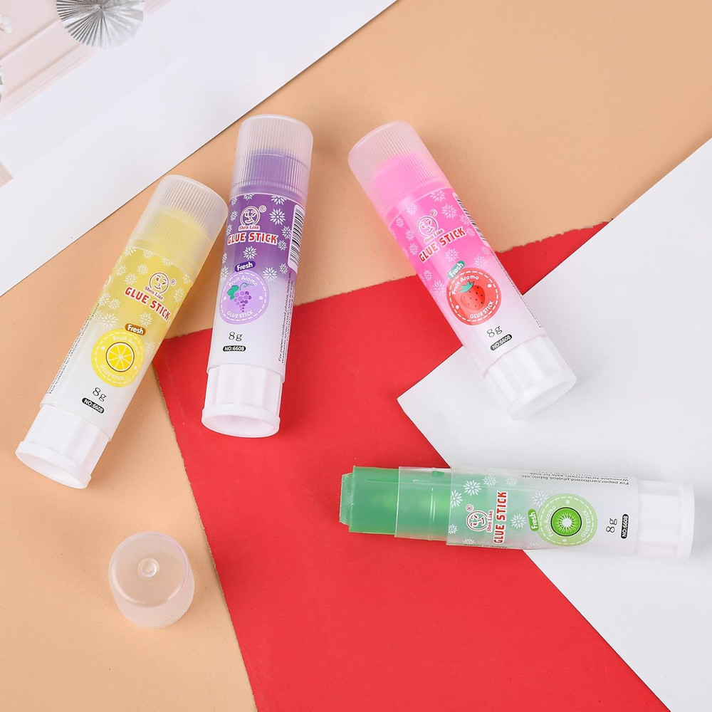 Colored Glue Sticks, Transparent, Strong Adhesive, Quick-Drying, Versatile, Stic
