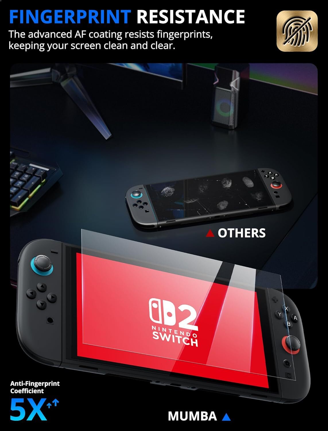 For Nintendo Switch 2 Screen Protector, 2 Pack 9H Tempered Glass Ultra-Thin HD