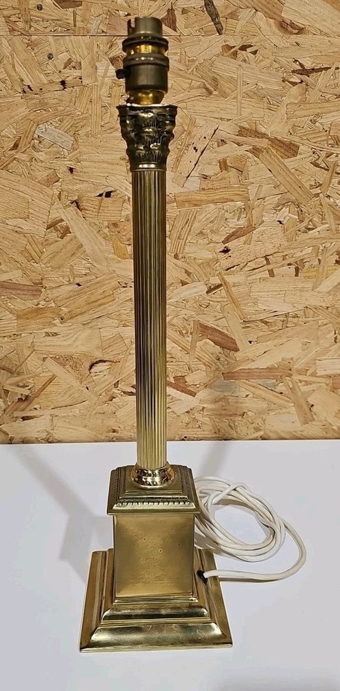 Vintage Brass Corinthian Column Table Lamp Fair Condition Working