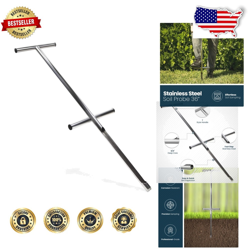 Professional 36" Stainless Steel Soil Sampler, Deep Core Inspection Tool